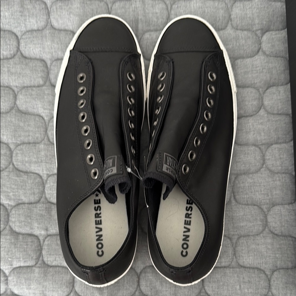 NIB Converse Black Slip-On Leather Sneakers